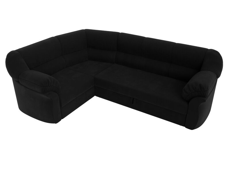Диван угловой Карнелла левый угол, Микровельвет, Черный