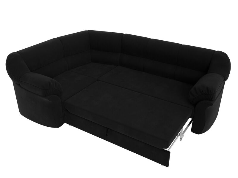 Диван угловой Карнелла левый угол, Микровельвет, Черный