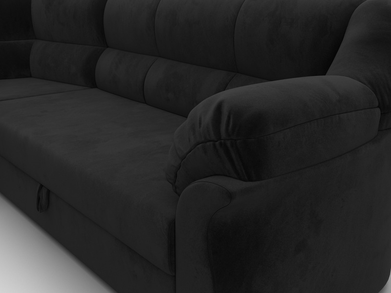 Диван угловой Карнелла левый угол, Велюр, SEVEN 35 черный