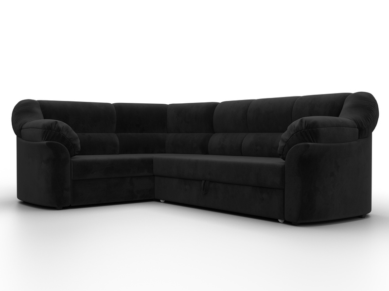 Диван угловой Карнелла левый угол, Велюр, SEVEN 35 черный