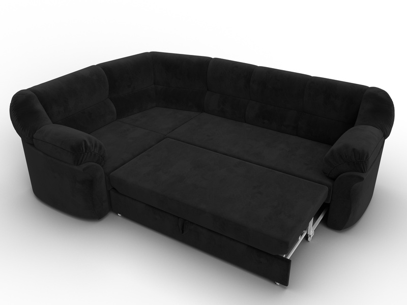 Диван угловой Карнелла левый угол, Велюр, SEVEN 35 черный