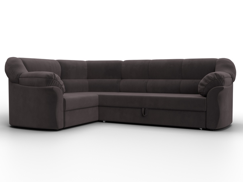 Диван угловой Карнелла левый угол, Велюр, SEVEN 727 коричневый