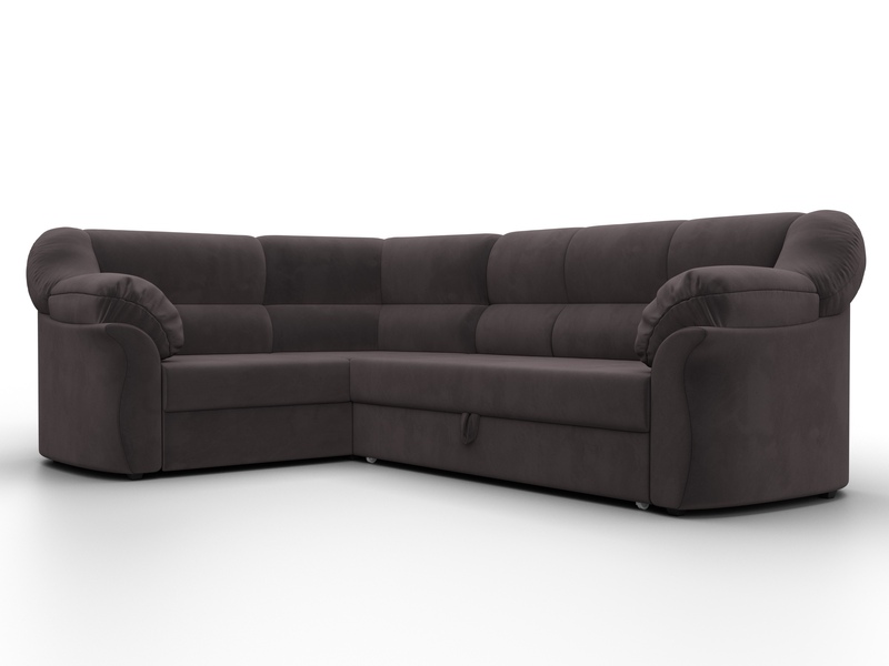 Диван угловой Карнелла левый угол, Велюр, SEVEN 727 коричневый