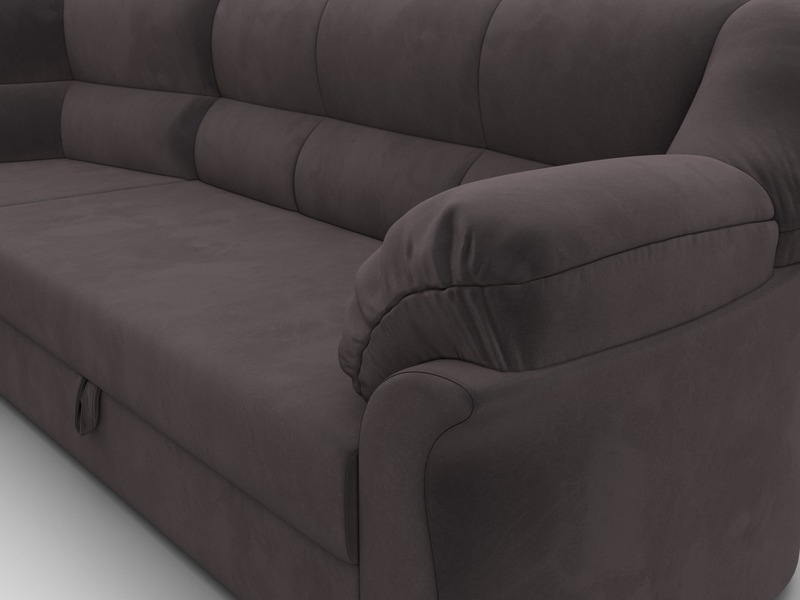 Диван угловой Карнелла левый угол, Велюр, SEVEN 727 коричневый