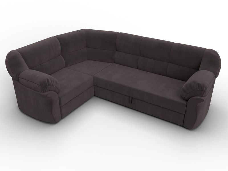 Диван угловой Карнелла левый угол, Велюр, SEVEN 727 коричневый