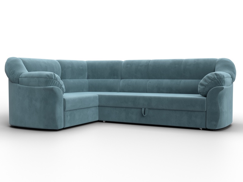Диван угловой Карнелла левый угол, Велюр, SEVEN 113 бирюзовый