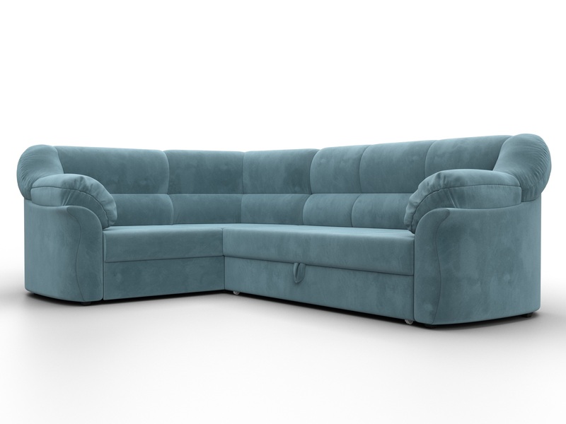 Диван угловой Карнелла левый угол, Велюр, SEVEN 113 бирюзовый