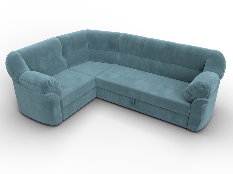 Диван угловой Карнелла левый угол, Велюр, SEVEN 113 бирюзовый