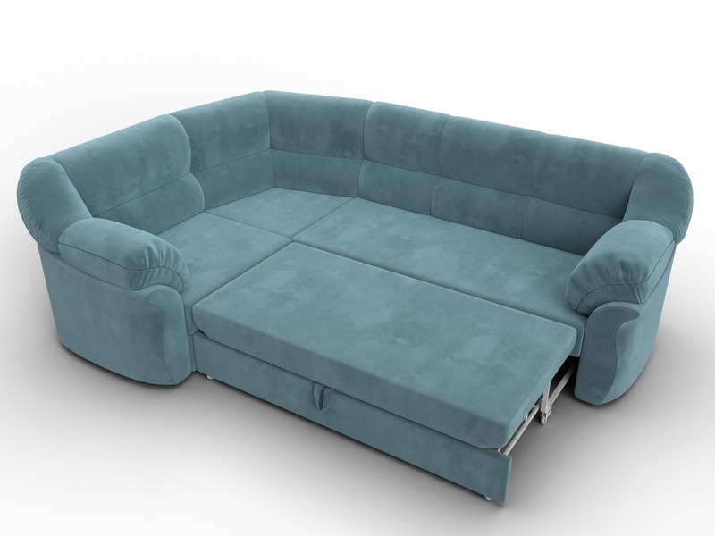 Диван угловой Карнелла левый угол, Велюр, SEVEN 113 бирюзовый
