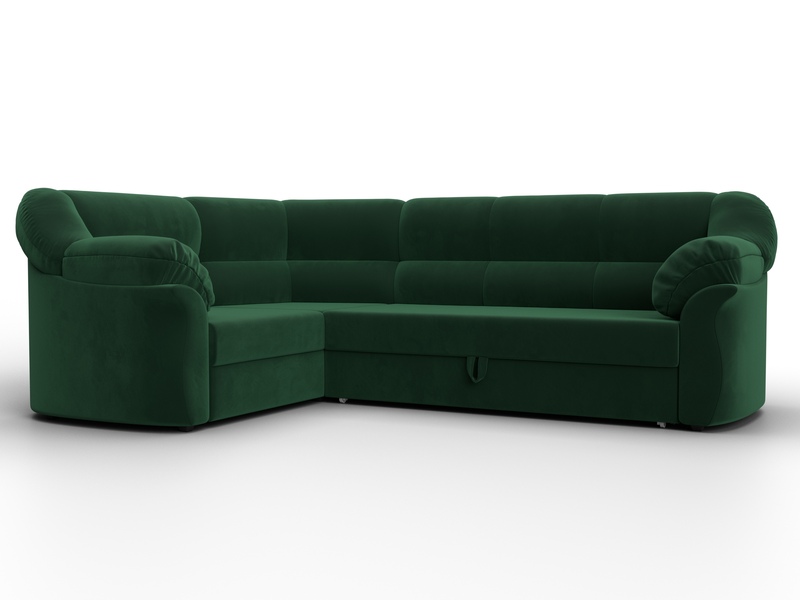 Диван угловой Карнелла левый угол, Велюр, SEVEN 626 зеленый
