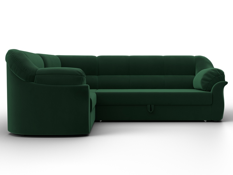 Диван угловой Карнелла левый угол, Велюр, SEVEN 626 зеленый