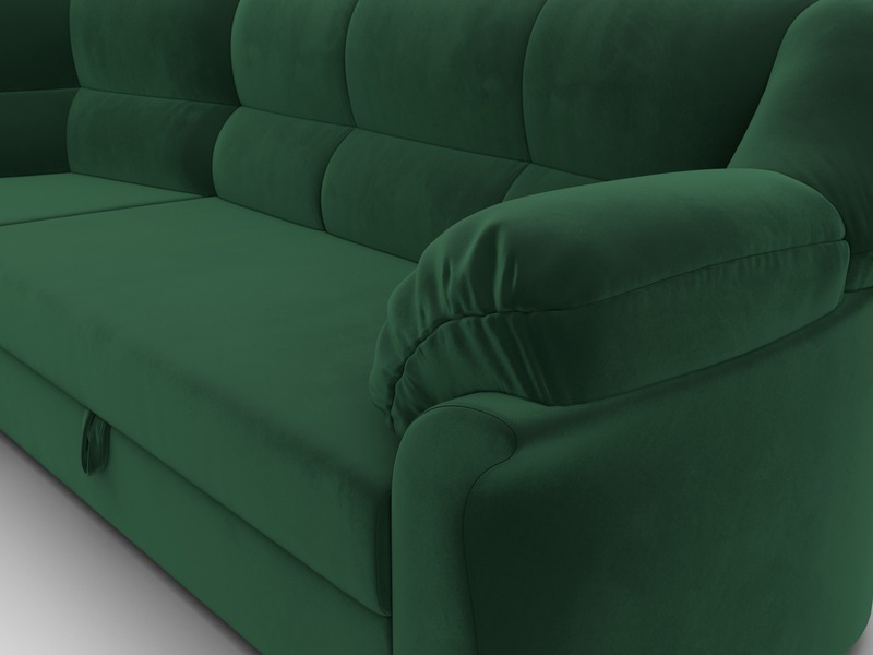 Диван угловой Карнелла левый угол, Велюр, SEVEN 626 зеленый