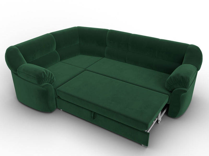 Диван угловой Карнелла левый угол, Велюр, SEVEN 626 зеленый
