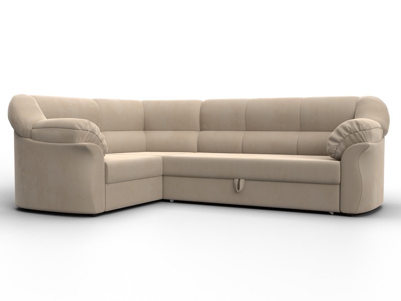 Диван угловой Карнелла левый угол, Велюр, SEVEN 729 бежевый