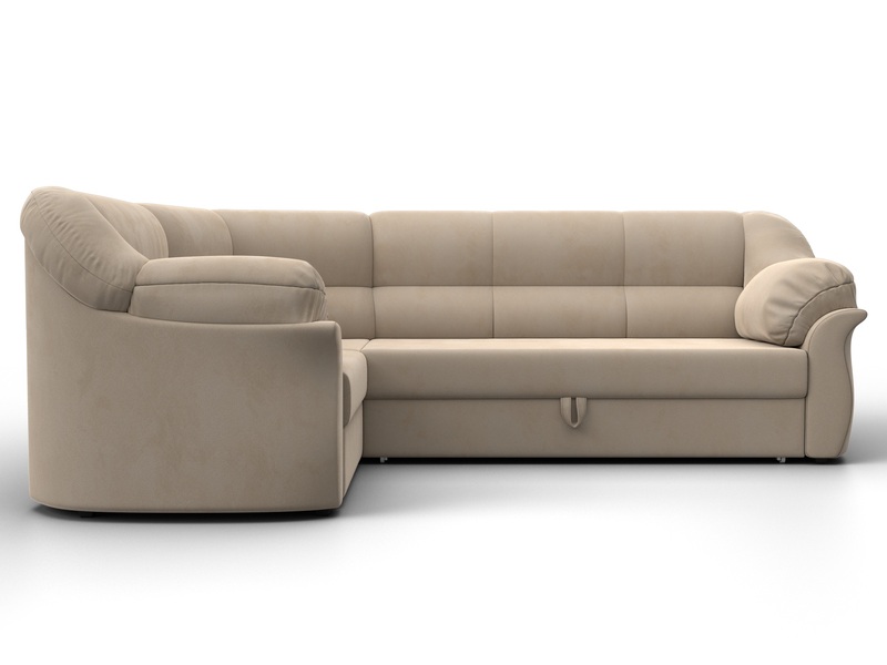 Диван угловой Карнелла левый угол, Велюр, SEVEN 729 бежевый