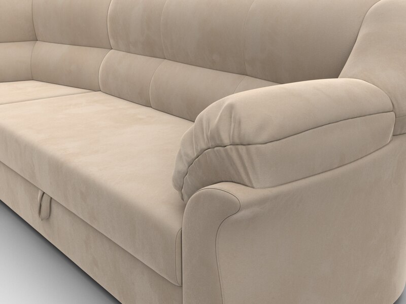 Диван угловой Карнелла левый угол, Велюр, SEVEN 729 бежевый