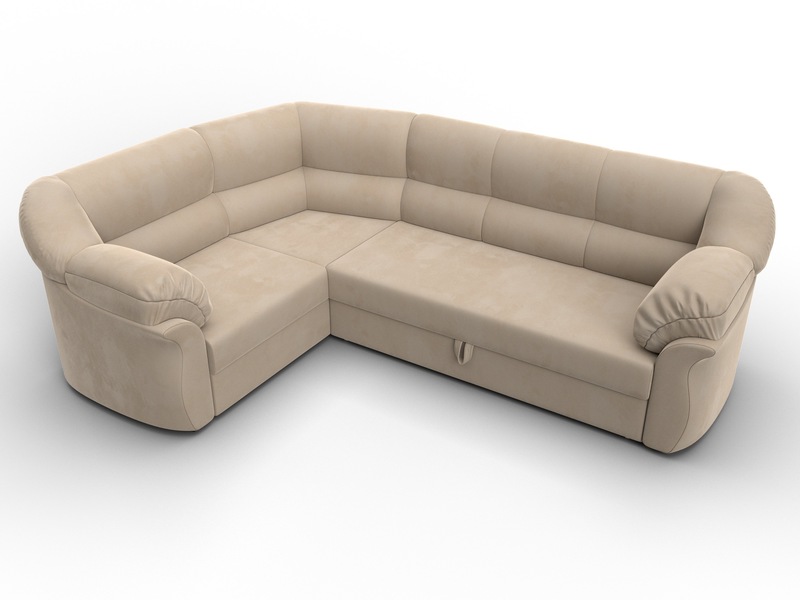 Диван угловой Карнелла левый угол, Велюр, SEVEN 729 бежевый