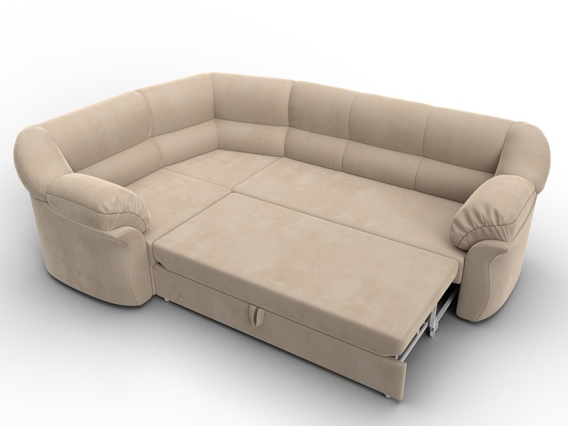 Диван угловой Карнелла левый угол, Велюр, SEVEN 729 бежевый