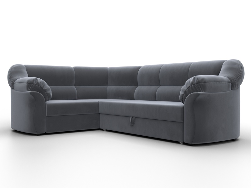 Диван угловой Карнелла левый угол, Велюр, SEVEN 17 серый