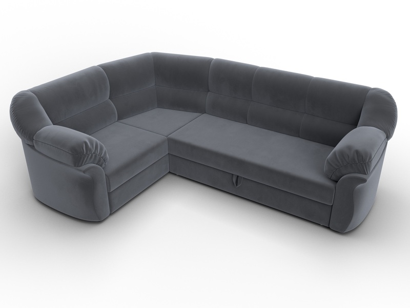 Диван угловой Карнелла левый угол, Велюр, SEVEN 17 серый