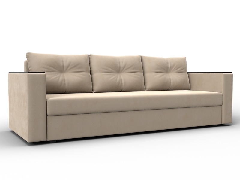 Диван прямой Атланта без стола, Велюр, SEVEN 729 бежевый