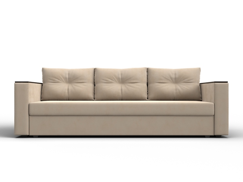 Диван прямой Атланта без стола, Велюр, SEVEN 729 бежевый