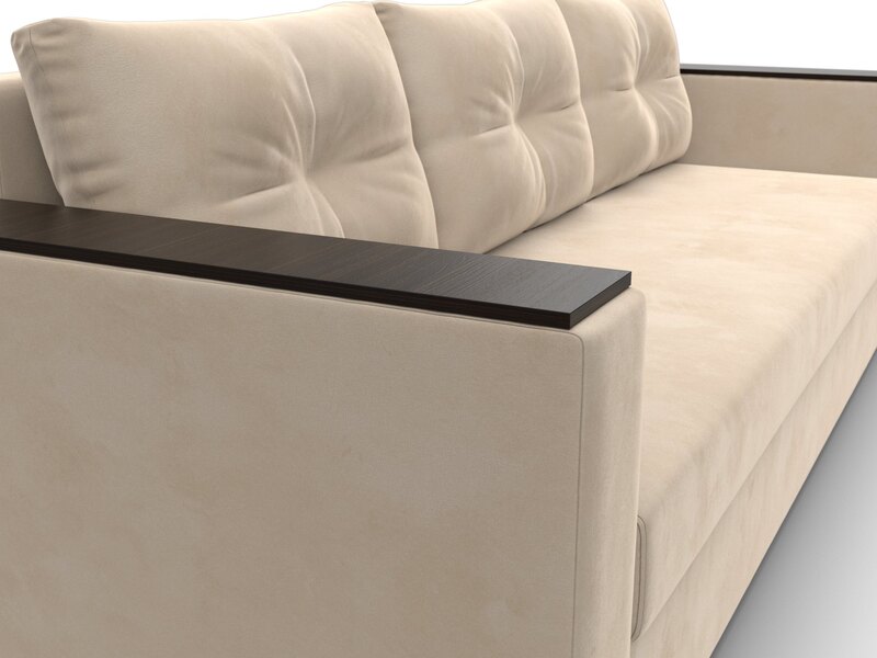 Диван прямой Атланта без стола, Велюр, SEVEN 729 бежевый