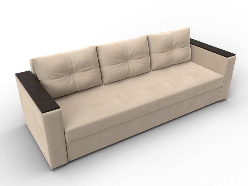 Диван прямой Атланта без стола, Велюр, SEVEN 729 бежевый