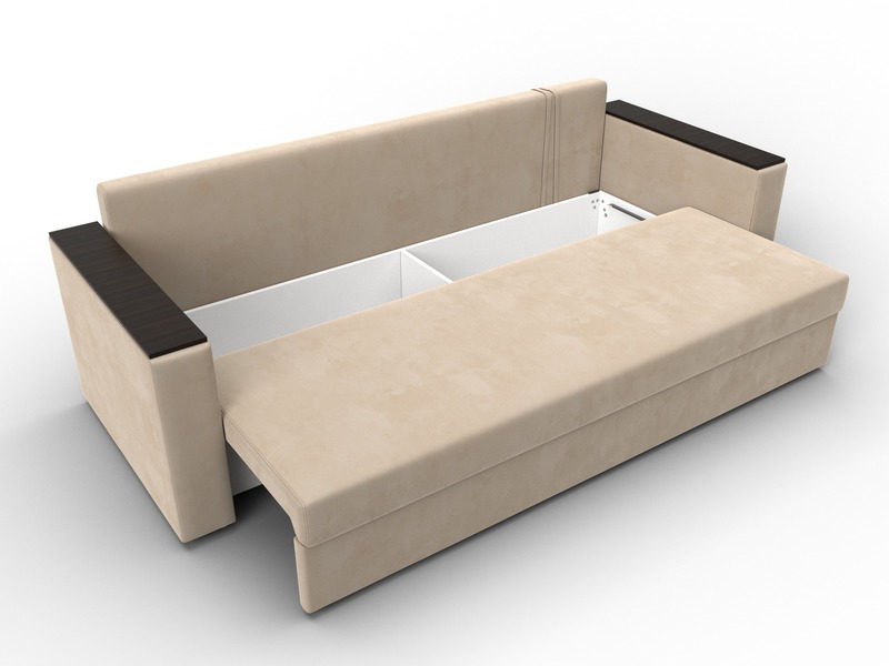 Диван прямой Атланта без стола, Велюр, SEVEN 729 бежевый