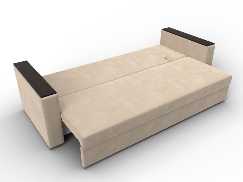 Диван прямой Атланта без стола, Велюр, SEVEN 729 бежевый