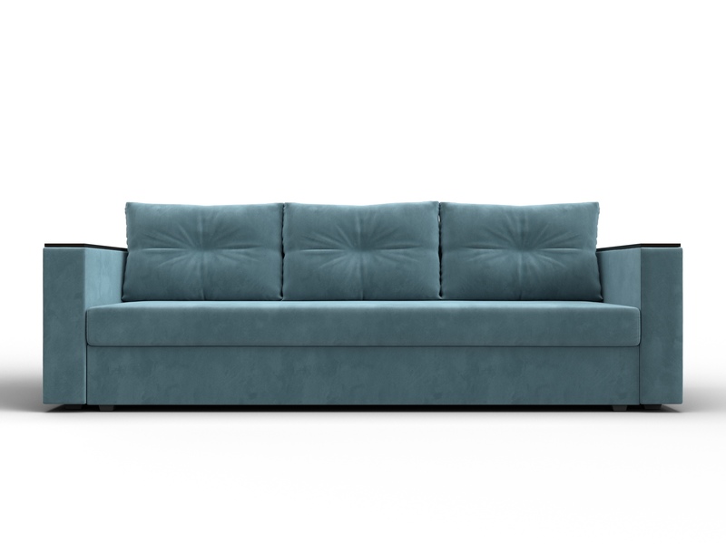 Диван прямой Атланта без стола, Велюр, SEVEN 113 бирюзовый