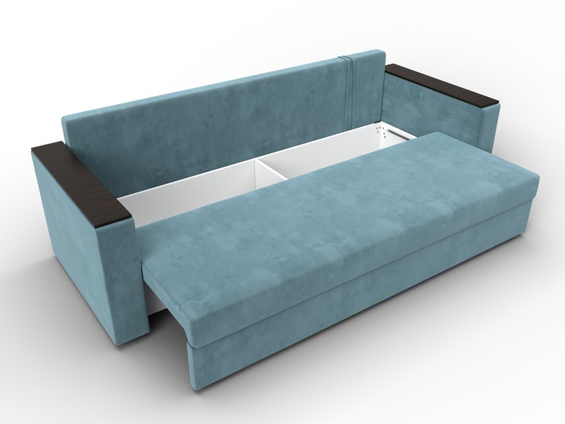 Диван прямой Атланта без стола, Велюр, SEVEN 113 бирюзовый