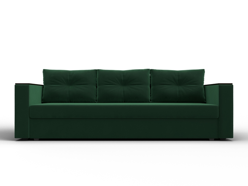 Диван прямой Атланта без стола, Велюр, SEVEN 626 зеленый