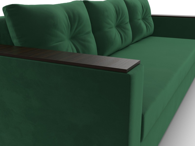 Диван прямой Атланта без стола, Велюр, SEVEN 626 зеленый