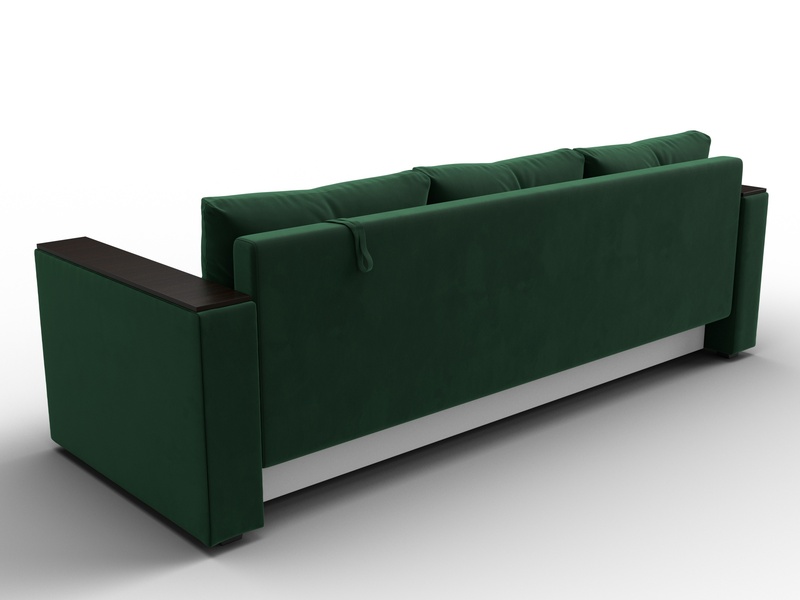 Диван прямой Атланта без стола, Велюр, SEVEN 626 зеленый