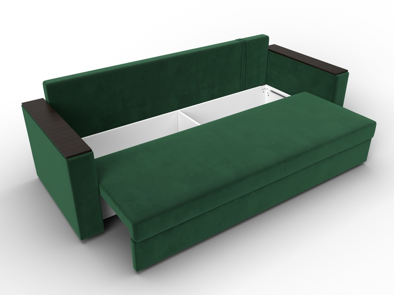 Диван прямой Атланта без стола, Велюр, SEVEN 626 зеленый