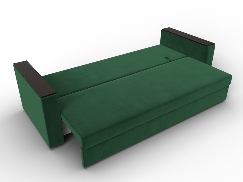 Диван прямой Атланта без стола, Велюр, SEVEN 626 зеленый