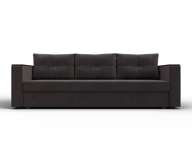 Диван прямой Атланта без стола, Велюр, SEVEN 727 коричневый