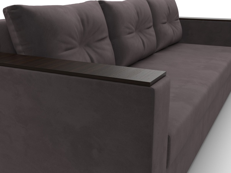 Диван прямой Атланта без стола, Велюр, SEVEN 727 коричневый