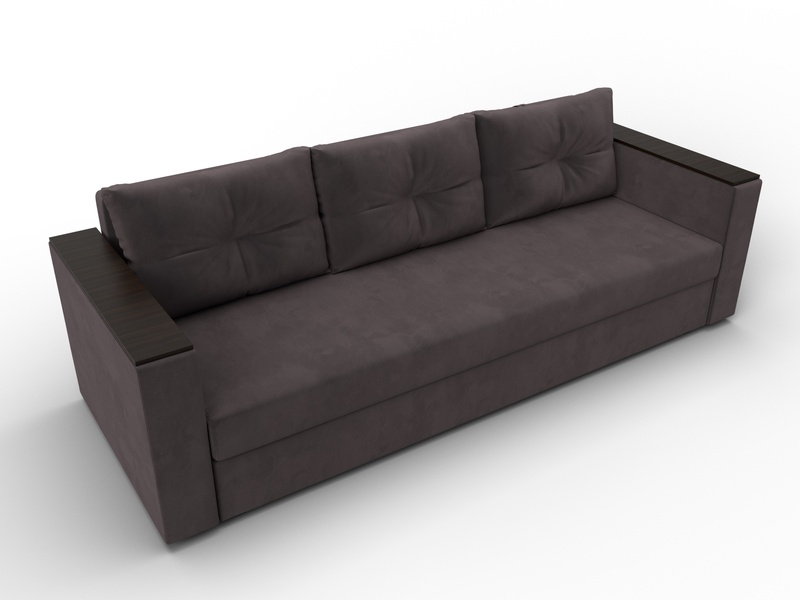 Диван прямой Атланта без стола, Велюр, SEVEN 727 коричневый