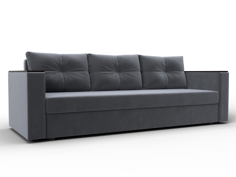 Диван прямой Атланта без стола, Велюр, SEVEN 17 серый