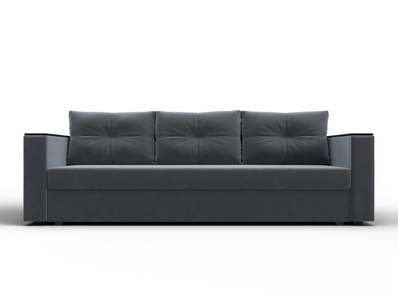 Диван прямой Атланта без стола, Велюр, SEVEN 17 серый