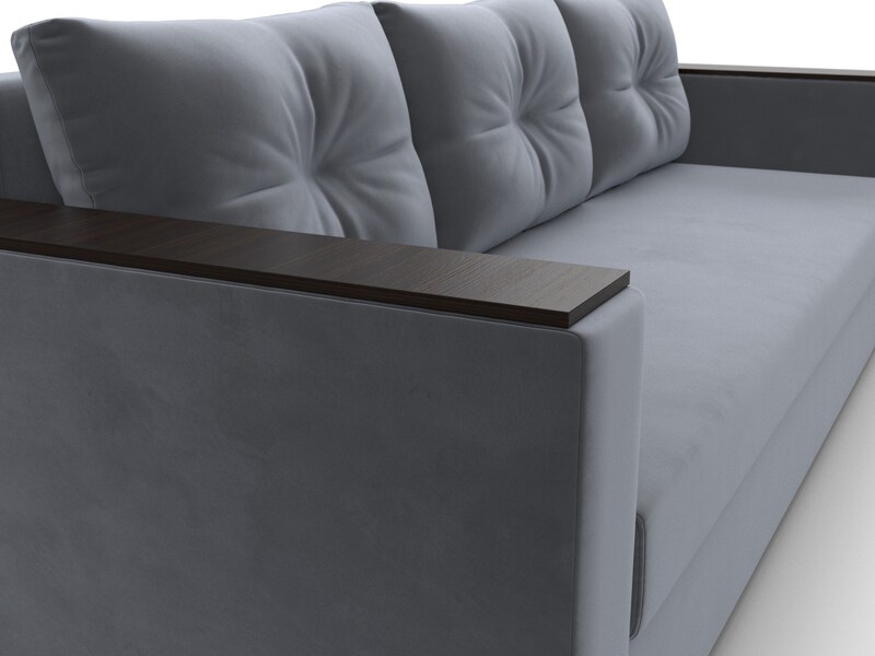 Диван прямой Атланта без стола, Велюр, SEVEN 17 серый