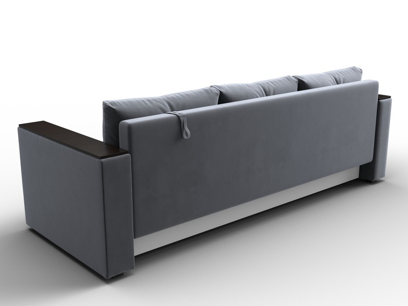 Диван прямой Атланта без стола, Велюр, SEVEN 17 серый