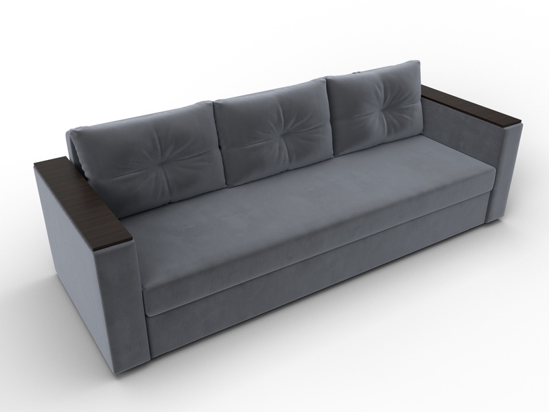 Диван прямой Атланта без стола, Велюр, SEVEN 17 серый