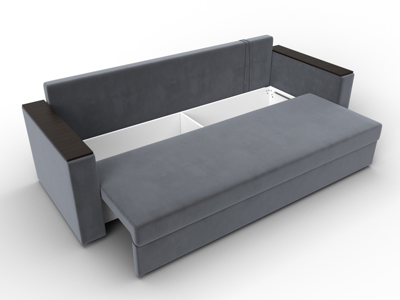 Диван прямой Атланта без стола, Велюр, SEVEN 17 серый