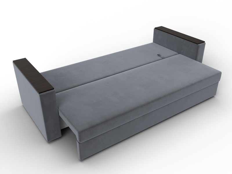 Диван прямой Атланта без стола, Велюр, SEVEN 17 серый