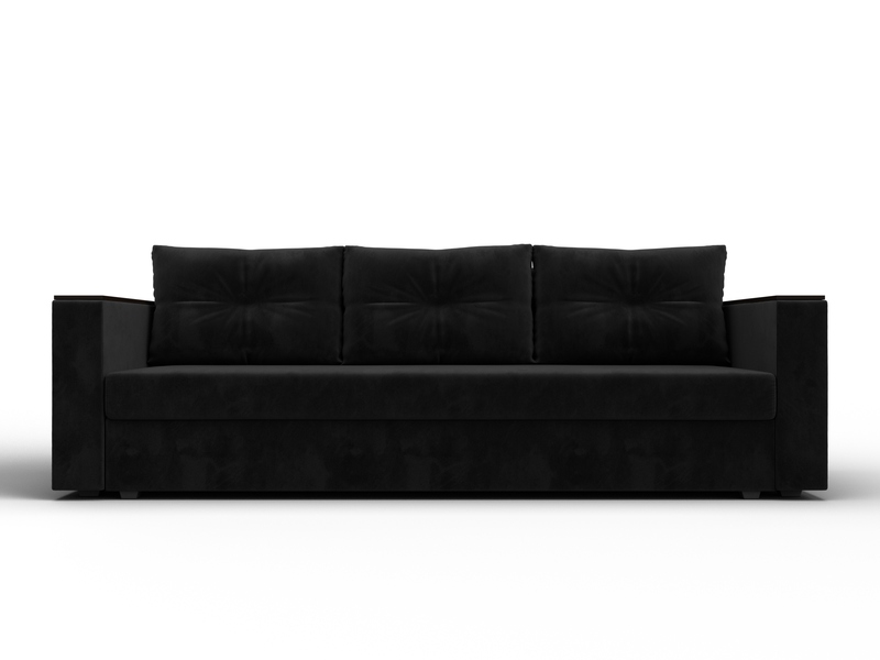 Диван прямой Атланта без стола, Велюр, SEVEN 35 черный