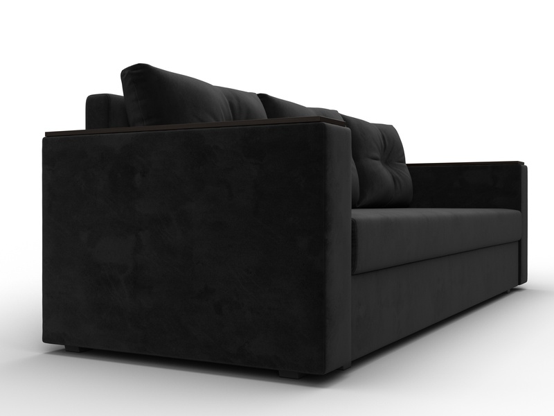 Диван прямой Атланта без стола, Велюр, SEVEN 35 черный