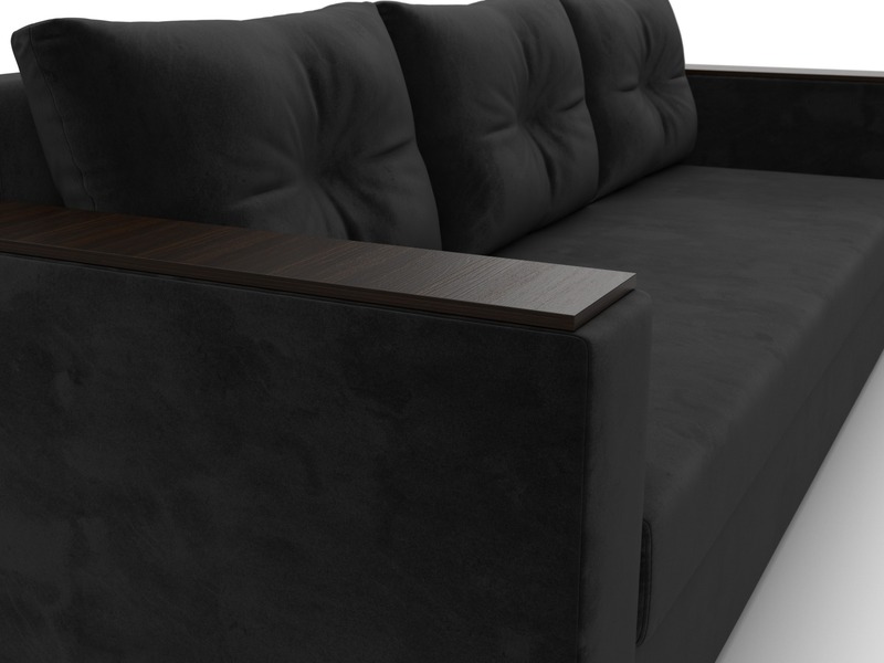 Диван прямой Атланта без стола, Велюр, SEVEN 35 черный